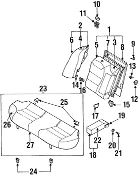 Foto de Cojin de respaldo de Asiento Original para Daewoo Leganza 1999 2000 2001 2002 Marca DAEWOO Nmero de Parte 96243081