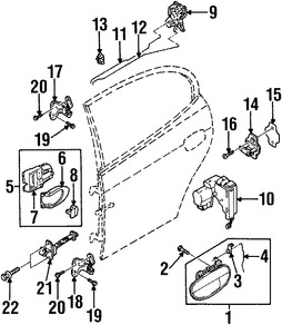 Foto de Conjunto de pestillo de puerta Original para Daewoo Leganza 1999 2000 2001 2002 Marca DAEWOO Nmero de Parte 96225001