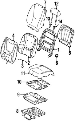 Foto de Bastidor de Respaldo de Asiento Original para Mercedes-Benz ML320 Mercedes-Benz ML350 Mercedes-Benz ML430 Mercedes-Benz ML500 Mercedes-Benz ML55 AMG Marca MERCEDES BENZ Parte #1639101434