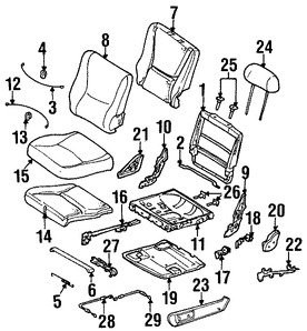 Foto de Bastidor de Respaldo de Asiento Original para Mercedes-Benz ML320 Mercedes-Benz ML350 Mercedes-Benz ML430 Mercedes-Benz ML500 Mercedes-Benz ML55 AMG Marca MERCEDES BENZ Parte #1639300132