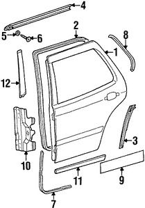 Foto de Carcasa de puerta Original para Mercedes-Benz ML320 Mercedes-Benz ML350 Mercedes-Benz ML430 Mercedes-Benz ML500 Mercedes-Benz ML55 AMG Marca MERCEDES BENZ Parte #1637301505