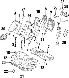 Foto de Cojin de respaldo de Asiento Original para Mercedes-Benz C230 Mercedes-Benz C240 Mercedes-Benz C320 Mercedes-Benz C55 AMG Mercedes-Benz C280 Mercedes-Benz C350 Marca MERCEDES BENZ Parte #20392018039D52