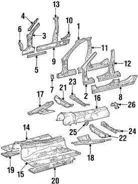 Foto de Refuerzo de Pilar A de Carroceria Original para Mercedes-Benz Marca MERCEDES BENZ Nmero de Parte 2036377016