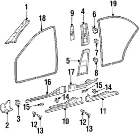 Foto de Juego de Molduras Pilar de Puerta Original para Mercedes-Benz C230 Mercedes-Benz C240 Mercedes-Benz C320 Mercedes-Benz C55 AMG Mercedes-Benz C280 Mercedes-Benz C350 Marca MERCEDES BENZ Parte #20369013539051