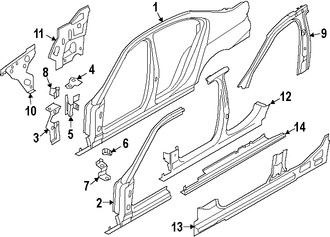 Foto de Refuerzo de Pilar A de Carroceria Original para BMW Marca BMW Nmero de Parte 41107240505