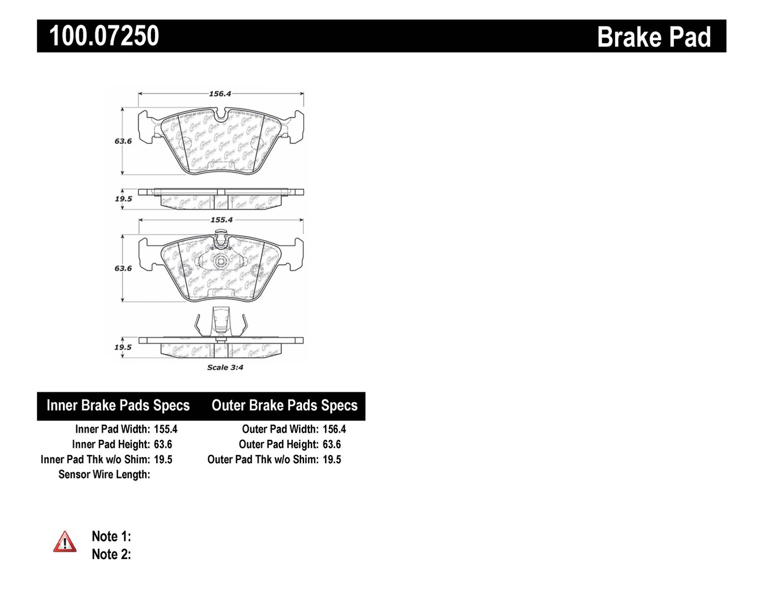 Foto de Pastilla de Freno de Disco OE Formula Pads w Hardware para BMW 325i 2009 BMW 525i 2001 2002 2003 BMW 528i 1997 1998 1999 2000 Marca CENTRIC PARTS Nmero de Parte 100.07250