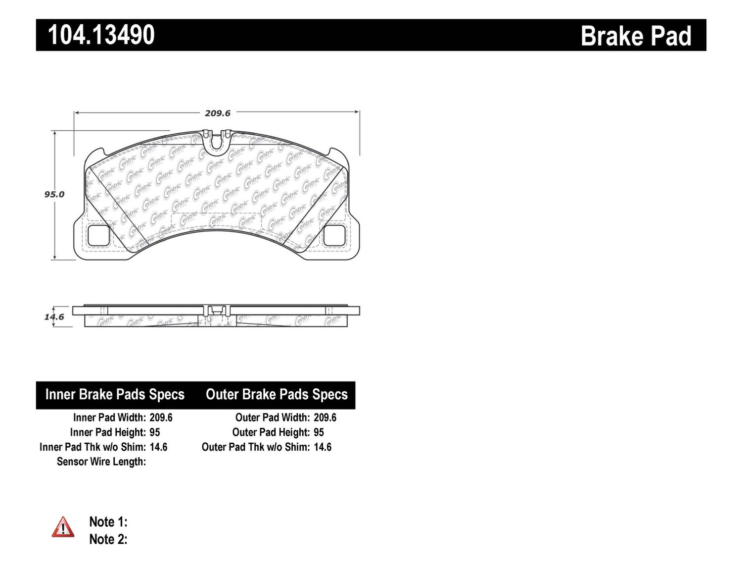 Foto de Pastilla de Freno de Disco Posi-Quiet Metallic w Shims & Hardware-Preferred para Porsche Cayenne Porsche Macan Porsche Panamera Volkswagen Touareg Marca CENTRIC PARTS Parte #104.13490