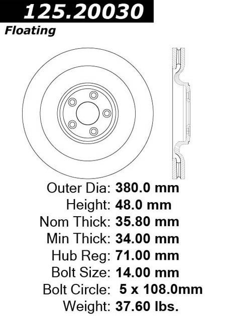 Foto de Rotor disco de freno Aleacin alta en Carbono para Jaguar Marca CENTRIC PARTS Nmero de Parte 125.20030