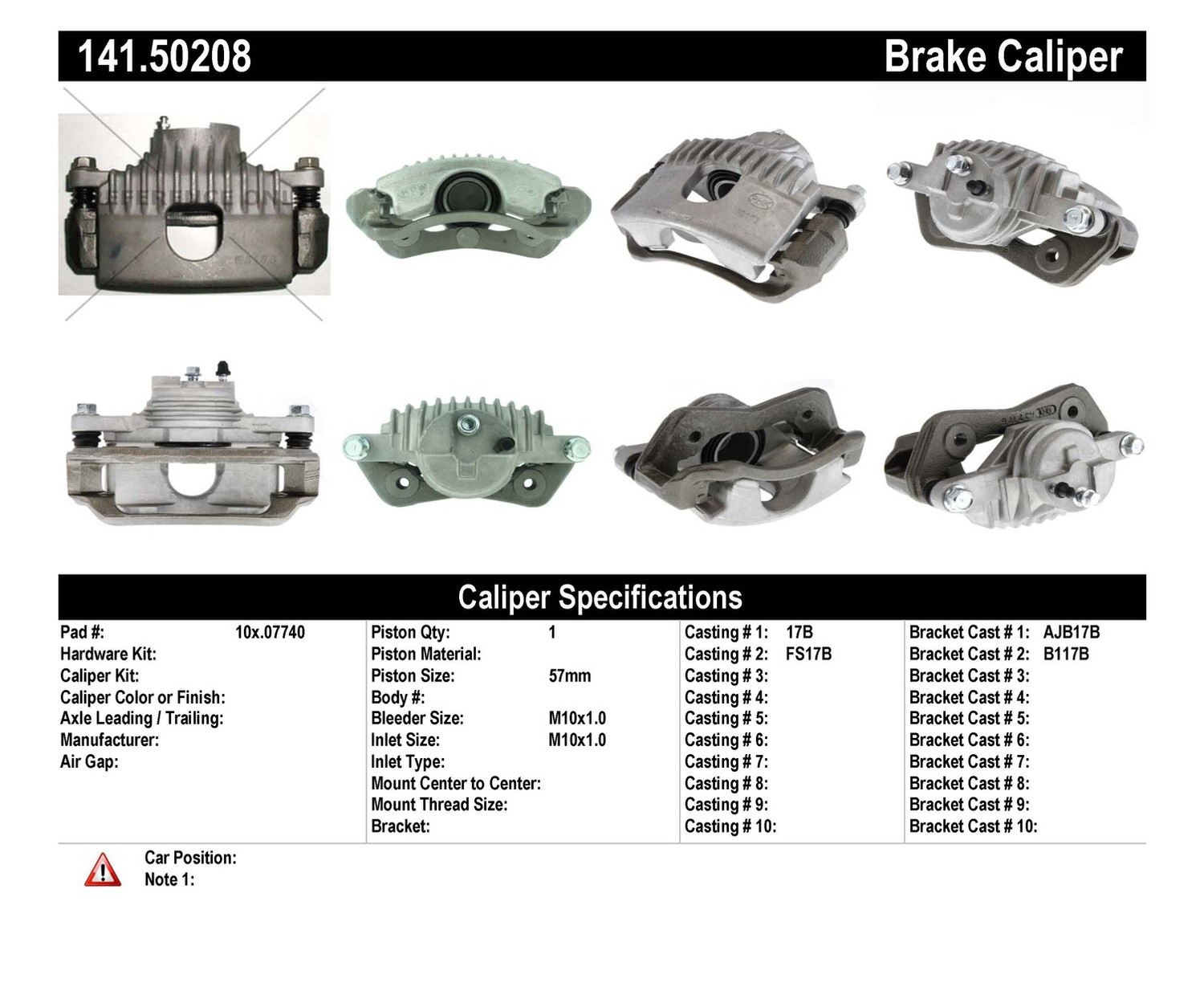 Foto de Caliper de Freno de Disco para Kia Sportage 1998 1999 2000 2001 2002 Marca CENTRIC PARTS Nmero de Parte #141.50208