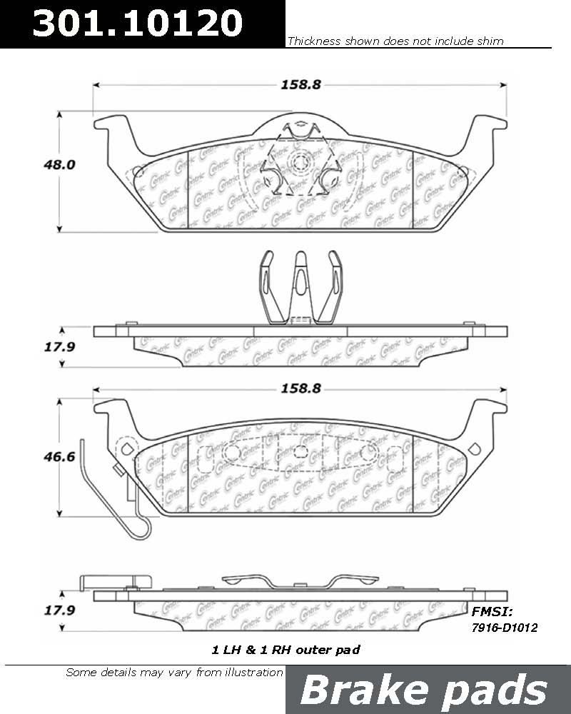 Foto de Pastilla de Freno de Disco para Ford F-150 Lincoln Mark LT Marca CENTRIC PARTS Nmero de Parte #301.10120