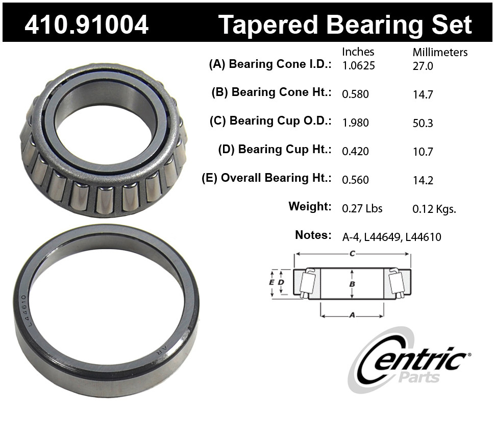 Foto de Juego de Rodamiento / Pista de la Rueda Premium & para Kia Rio 2001 Marca CENTRIC PARTS Nmero de Parte 410.91004