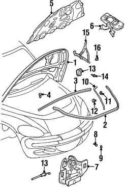 Foto de Aislamiento del capo Original para Chrysler PT Cruiser Marca CHRYSLER Nmero de Parte 4724800AC