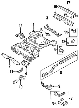 Foto de Travesano Plataforma de Piso Original para Chrysler Sebring Chrysler Cirrus Dodge Stratus Plymouth Breeze Marca CHRYSLER Nmero de Parte 4646116AD