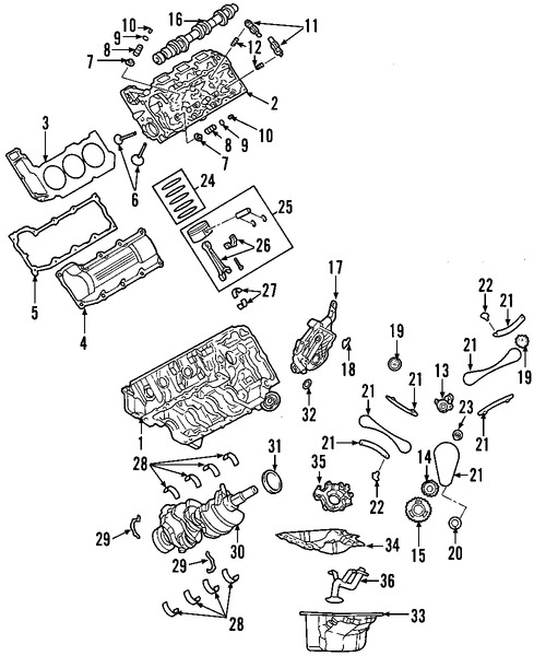 Foto de Arbol de Levas Original para Jeep Liberty 2002 2003 2004 Marca CHRYSLER Nmero de Parte 53021203AC