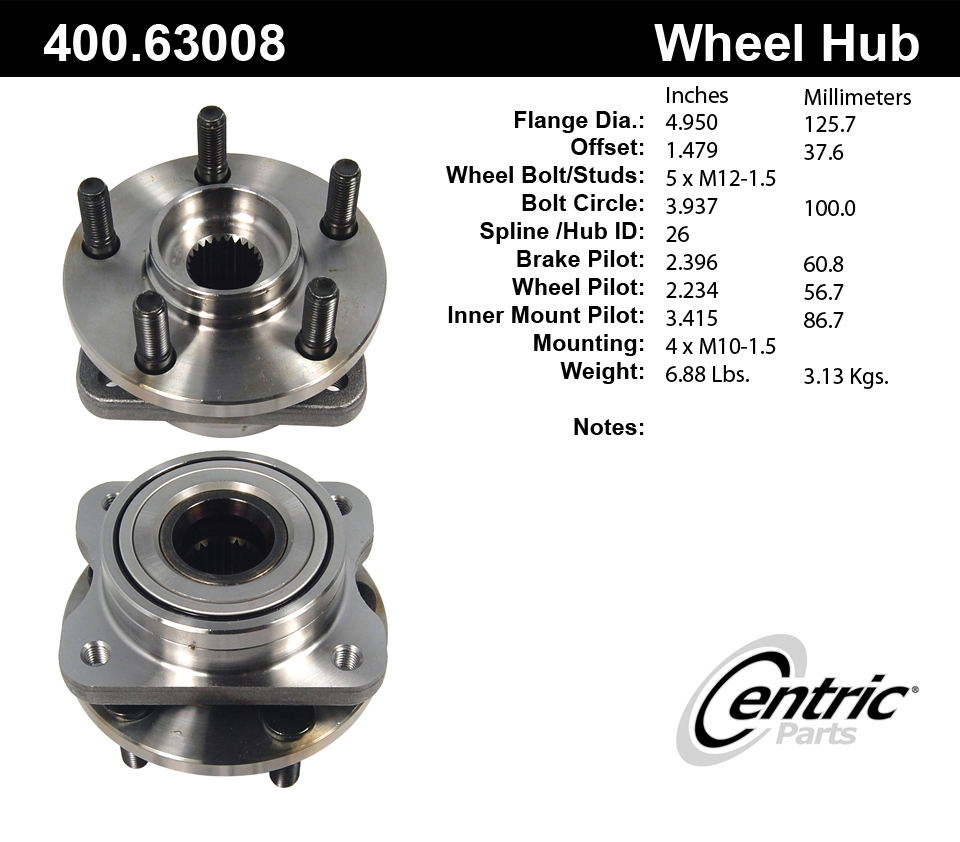 Foto de Cojinete y Cubo de Eje C-TEK Standard & para Plymouth Grand Voyager 1998 Marca C-TEK Nmero de Parte 400.63008E