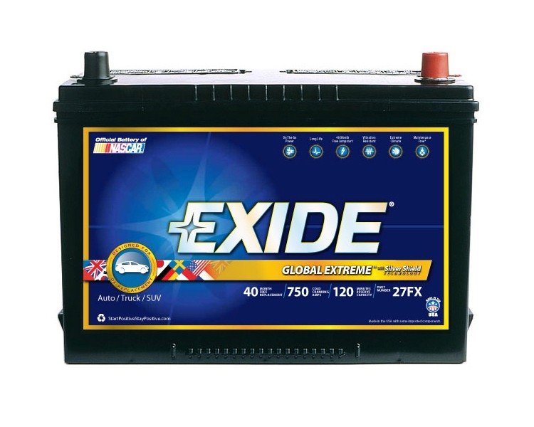 Foto de Batera Exide Global Extreme - CCA: 750 para Ford Mercedes-Benz Nissan Toyota Marca EXIDE BATTERIES NEW Nmero de Parte 27FX