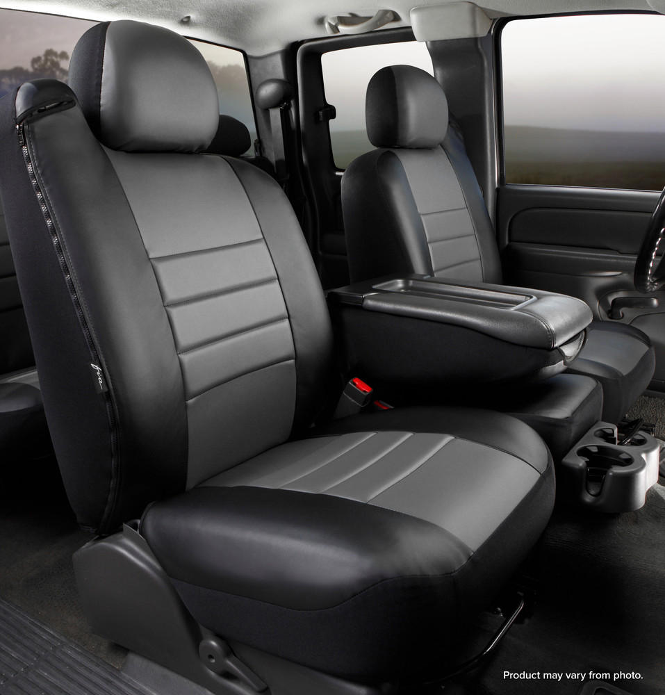 Foto de Cubierta de asiento SL60 Series - Leatherlite Simulated Leather Custom Fit Front Cover- Gray para Chevrolet GMC Marca FIA Nmero de Parte SL68-16 GRAY