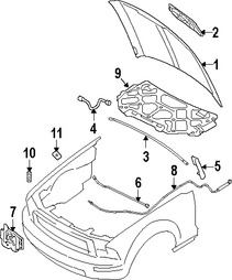 Foto de Aislamiento del capo Original para Ford Mustang 2005 2006 2007 2008 2009 Marca FORD Nmero de Parte 7R3Z16738H