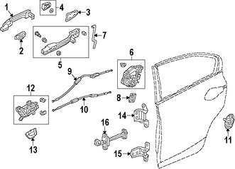 Foto de Conjunto de pestillo de puerta Original para Honda Civic Acura RDX Acura MDX Marca HONDA Nmero de Parte 72610TR3A11