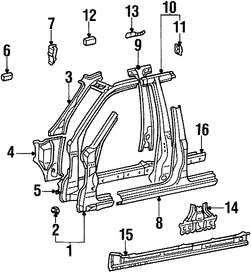 Foto de Refuerzo de Pilar A de Carroceria Original para Lexus LX470 Toyota Land Cruiser Marca LEXUS Nmero de Parte 6110960050