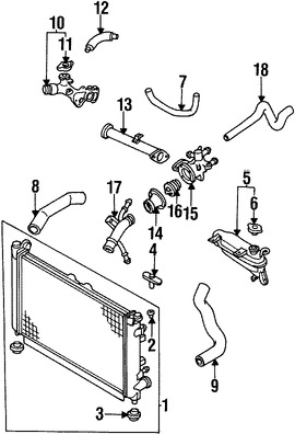 Foto de Brida de Drenaje de Refrigerante de Motor Original para Mazda 626 Mazda Millenia Mazda MX-6 Marca MAZDA Nmero de Parte KL611517ZC