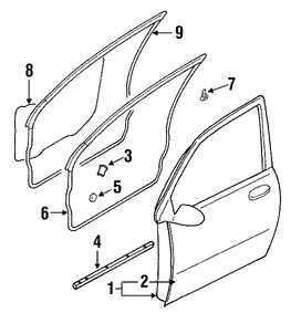 Foto de Sello de la puerta Original para Mitsubishi Endeavor Marca Mitsubishi Nmero de Parte MR573593