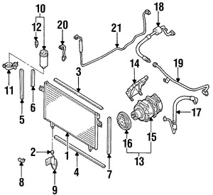 Foto de Condensador de Aire Acondicionado Original para Nissan Pathfinder Infiniti QX4 Marca NISSAN Nmero de Parte 921102W110