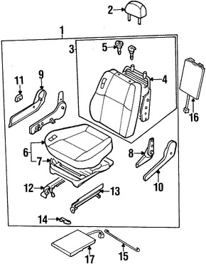 Foto de Bastidor de Respaldo de Asiento Original para Infiniti QX4 Nissan Pathfinder Marca NISSAN Nmero de Parte 876010W000