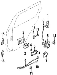 Foto de Conjunto de pestillo de puerta Original para Infiniti QX4 Infiniti G20 Nissan Pathfinder Nissan Altima Marca NISSAN Nmero de Parte 825035P01A