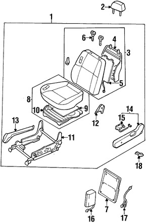 Foto de Bastidor de Respaldo de Asiento Original para Nissan Pathfinder 1999 2000 Infiniti QX4 1999 2000 Marca NISSAN Nmero de Parte 876512W560