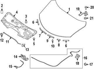 Foto de Aislamiento del capo Original para Nissan Rogue 2015 2016 2017 Marca NISSAN Nmero de Parte 658405HA0A