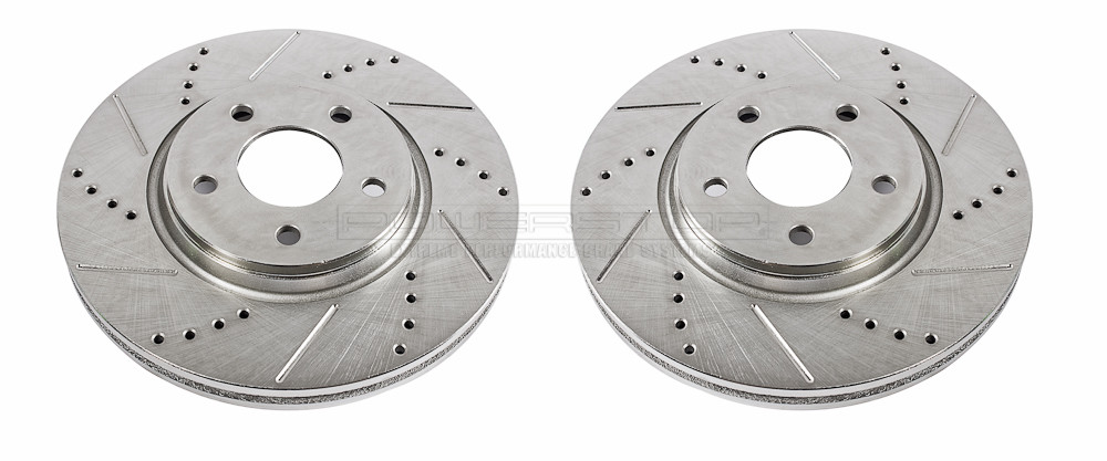 Foto de Conjunto de Rotor del Disco de Freno Extreme Performance Drilled & Slotted Rotors para Chevrolet Malibu Chevrolet Cobalt Chevrolet HHR Pontiac G6 Pontiac Pursuit Pontiac G5 Saturn Ion Saturn Aura Marca POWER STOP Parte #AR8293XPR