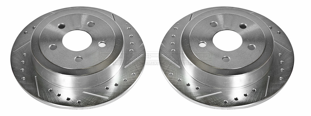 Foto de Conjunto de Rotor del Disco de Freno Extreme Performance Drilled & Slotted Rotors para Chrysler Cirrus Chrysler PT Cruiser Chrysler Sebring Dodge Stratus Plymouth Neon Plymouth Breeze Marca POWER STOP Parte #AR8343XPR