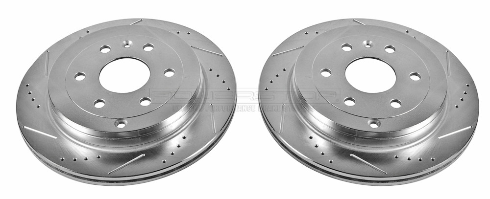 Foto de Conjunto de Rotor del Disco de Freno Extreme Performance Drilled & Slotted Rotors para Buick Enclave Chevrolet Traverse GMC Acadia Saturn Outlook Marca POWER STOP Parte #AR8675XPR