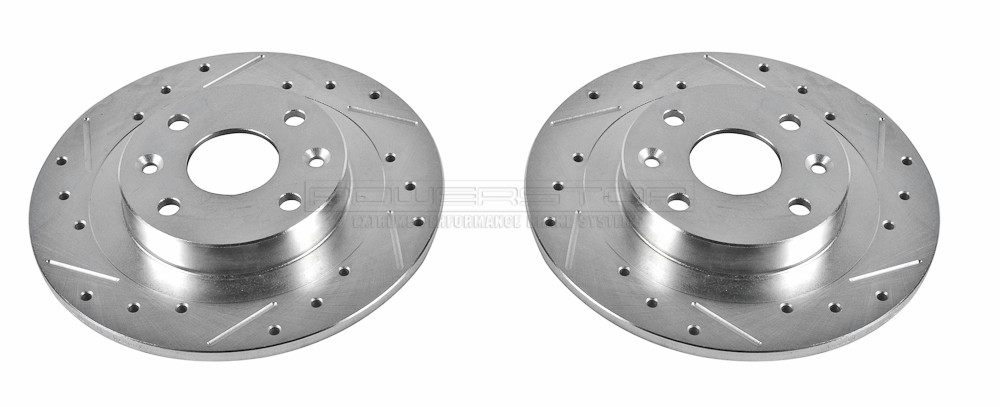 Foto de Conjunto de Rotor del Disco de Freno Extreme Performance Drilled & Slotted Rotors para Ford Escort Mazda Miata Mazda MX-3 Mazda Protege Marca POWER STOP Parte #JBR570XPR