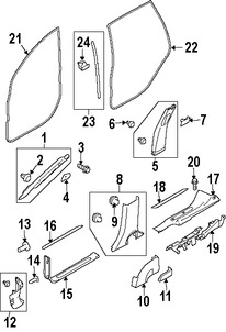 Foto de Juego de Molduras Pilar de Puerta Original para Subaru B9 Tribeca Subaru Tribeca Marca SUBARU Nmero de Parte 94053XA06BMW