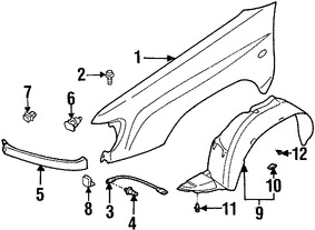 Foto de Guardafango Original para Subaru Forester 1998 1999 2000 Marca SUBARU Nmero de Parte 57120FC060