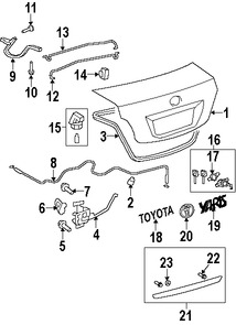 Foto de Tapa del maletero Original para Toyota Yaris 2007 2008 2009 2010 2011 Marca TOYOTA Nmero de Parte 6440152100