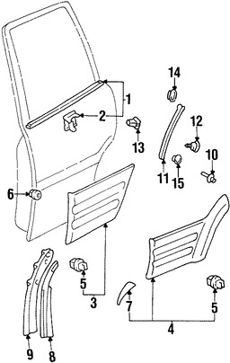 Foto de Moldura de Puerta Original para Toyota RAV4 1996 1997 1998 1999 2000 Marca TOYOTA Nmero de Parte 7507542901