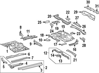 Foto de Travesano Plataforma de Piso Original para Toyota Tacoma Marca TOYOTA Nmero de Parte 5705104110