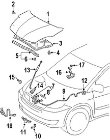 Foto de Clip del aislamiento del capo Original para Toyota Sienna Toyota Highlander Marca TOYOTA Nmero de Parte 5332608010