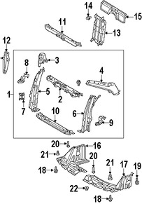 Foto de Guardasalpicaduras del soporte del radiador Original para Toyota Echo Scion xB Scion xA Marca TOYOTA Nmero de Parte 5144252030