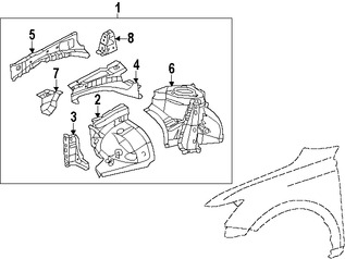 Foto de Refuerzo del protector del Guardafangos Original para Lexus Toyota Scion Marca TOYOTA Nmero de Parte 5373312070