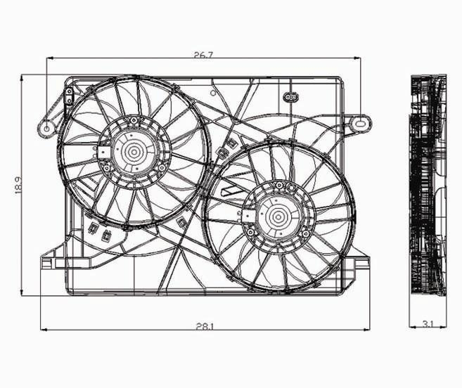 Foto de Ventilador Dual Condensador y Radiador  para Chrysler 300 Dodge Charger Dodge Magnum Marca TYC Nmero de Parte 621160