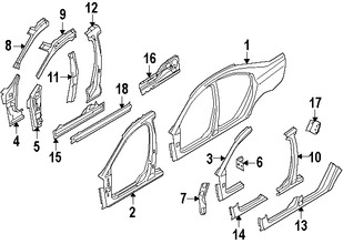 Foto de Refuerzo de Pilar A de Carroceria Original para Volvo S80 Volvo XC70 Volvo V70 Marca VOLVO Nmero de Parte 31213942