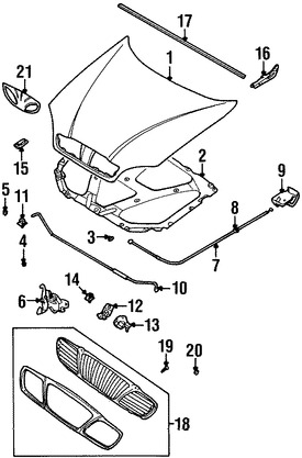 Foto de Aislamiento del capo Original para Daewoo Lanos 1999 2000 2001 2002 Marca DAEWOO N�mero de Parte 96298749
