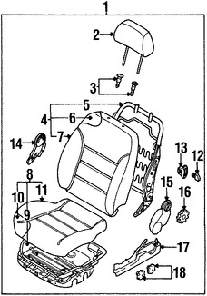 Foto de Cojin de respaldo de Asiento Original para Daewoo Lanos 2000 2001 2002 Marca DAEWOO Nmero de Parte 96341617