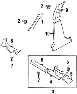 Foto de Clip de Panel de Moldura Pilar A Original para Daewoo Leganza Daewoo Nubira Marca DAEWOO N�mero de Parte 94530566