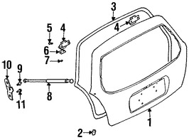 Foto de Soporte Elevaci�n Puerta Trasera Original para Daewoo Nubira 1999 2000 2001 2002 Marca DAEWOO N�mero de Parte 96306833