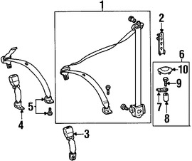 Foto de Receptaculo del Cinturon de Seguridad Original para Mercedes-Benz ML320 Mercedes-Benz ML430 Mercedes-Benz ML500 Mercedes-Benz ML55 AMG Marca MERCEDES BENZ Parte #16386007699051